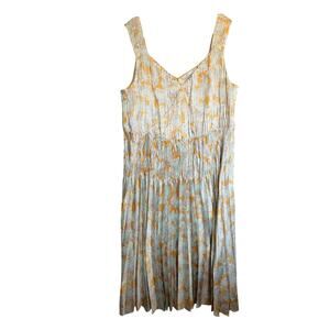 NWT, Vince, Size 3X, Mint Floral Maxi Dress, Pleated, Elastic Waist, Plus